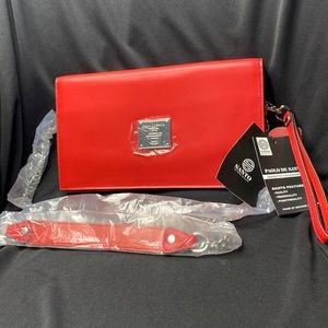Paolo De Santo Lustrous Red Evening Clutch/ Crossbody